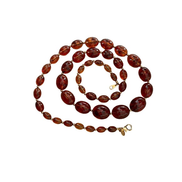 Fabulous Joan Rivers Faux Amber Goldtone Vintage Necklace 32” - Picture 4 of 9